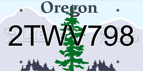 2TWV798 Oregon License Plate