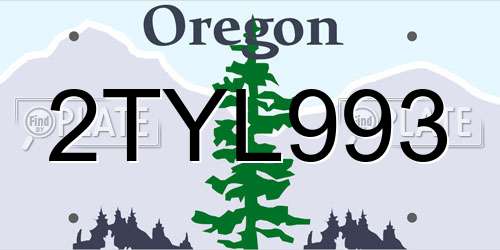 2TYL993 Oregon License Plate