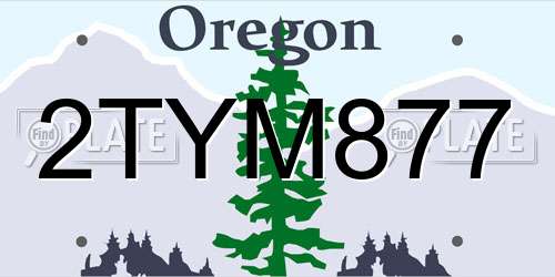 2TYM877 Oregon License Plate
