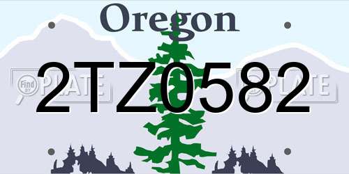 2TZ0582 Oregon License Plate