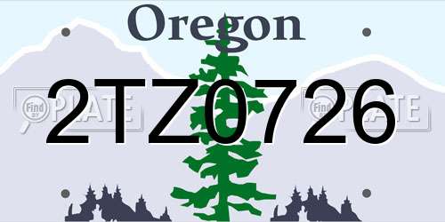 2TZ0726 Oregon License Plate
