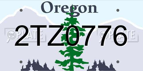 2TZ0776 Oregon License Plate