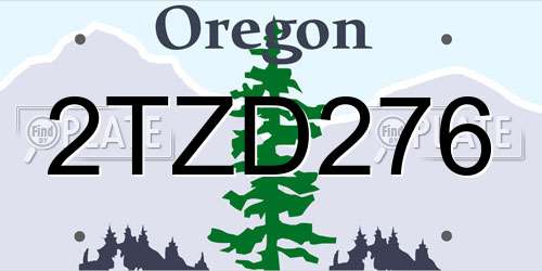 2TZD276 Oregon License Plate