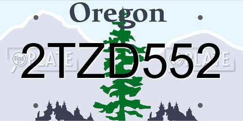 2TZD552 Oregon License Plate