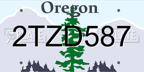 2TZD587 Oregon License Plate