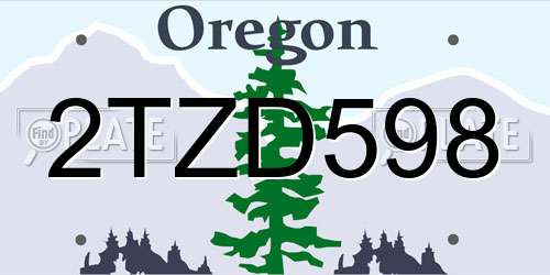 2TZD598 Oregon License Plate