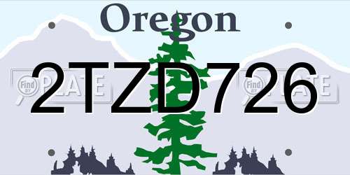 2TZD726 Oregon License Plate