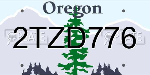 2TZD776 Oregon License Plate