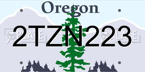 2TZN223 Oregon License Plate