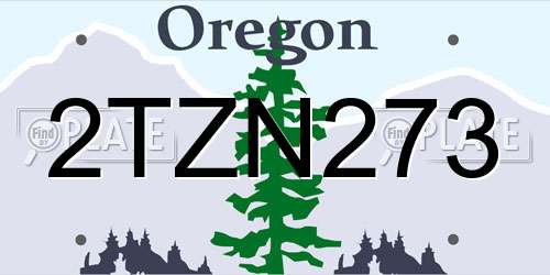 2TZN273 Oregon License Plate
