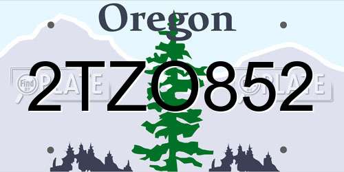 2TZO852 Oregon License Plate
