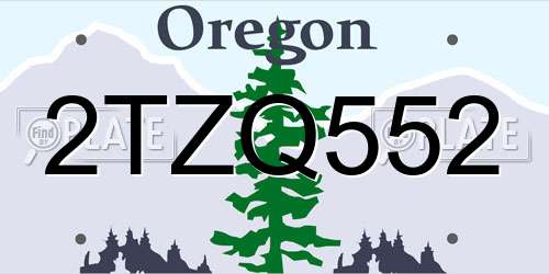 2TZQ552 Oregon License Plate