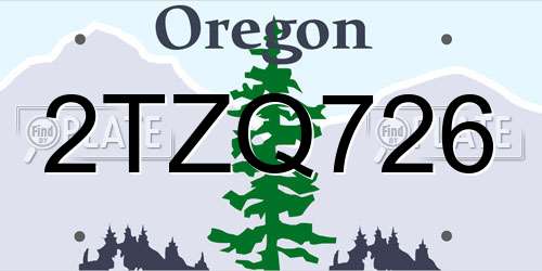 2TZQ726 Oregon License Plate