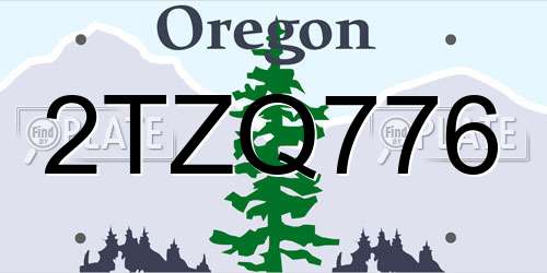 2TZQ776 Oregon License Plate