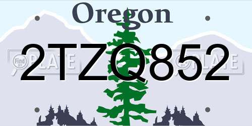 2TZQ852 Oregon License Plate