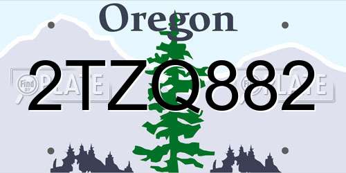 2TZQ882 Oregon License Plate