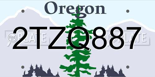 2TZQ887 Oregon License Plate