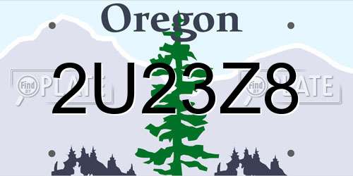2U23Z8 Oregon License Plate