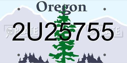 2U25755 Oregon License Plate