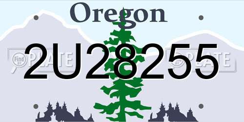2U28255 Oregon License Plate
