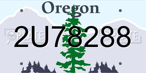2U78288 Oregon License Plate