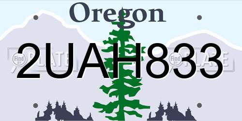 2UAH833 Oregon License Plate