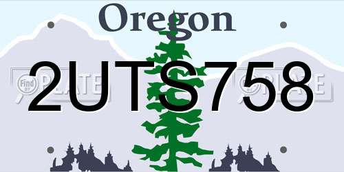 2UTS758 Oregon License Plate