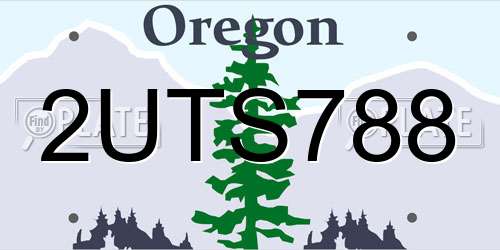 2UTS788 Oregon License Plate