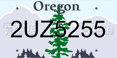 2UZ5255 Oregon License Plate
