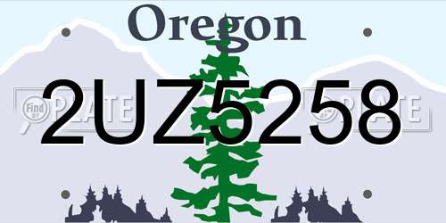 2UZ5258 Oregon License Plate