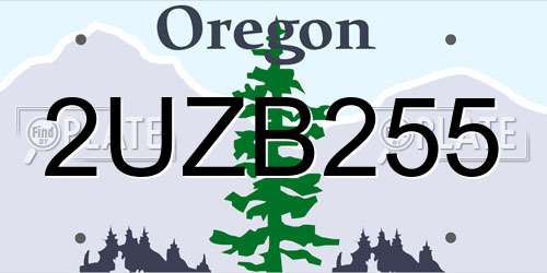 2UZB255 Oregon License Plate