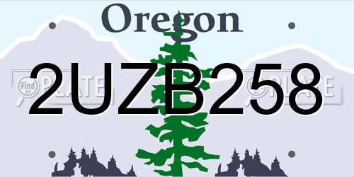 2UZB258 Oregon License Plate
