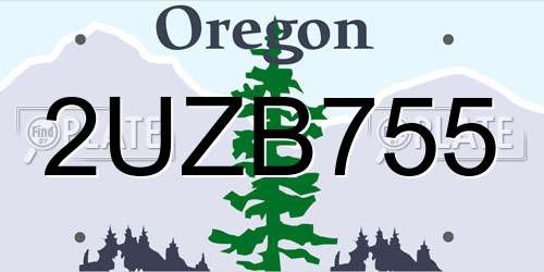 2UZB755 Oregon License Plate