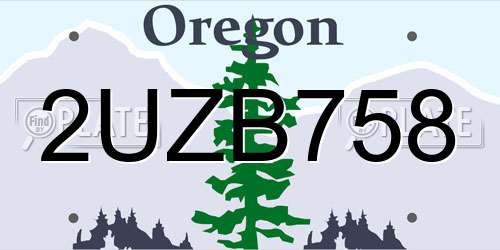 2UZB758 Oregon License Plate