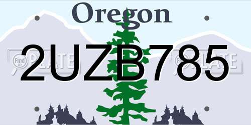 2UZB785 Oregon License Plate