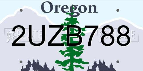 2UZB788 Oregon License Plate
