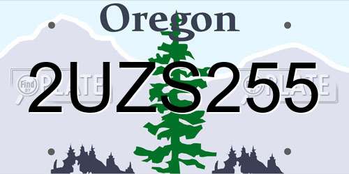 2UZS255 Oregon License Plate