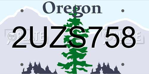 2UZS758 Oregon License Plate