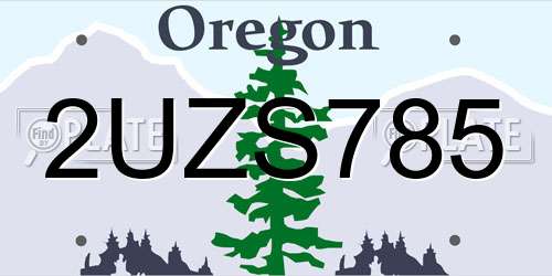 2UZS785 Oregon License Plate