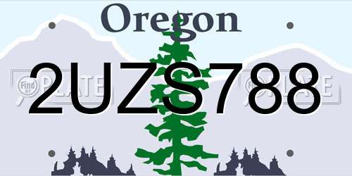 2UZS788 Oregon License Plate