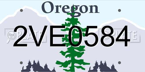 2VE0584 Oregon License Plate