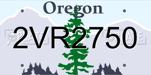 2VR2750 Oregon License Plate