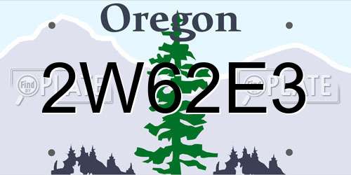 2W62E3 Oregon License Plate