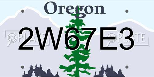 2W67E3 Oregon License Plate