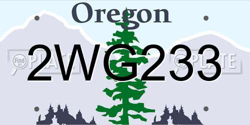 2WG233 Oregon License Plate