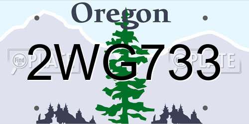 2WG733 Oregon License Plate
