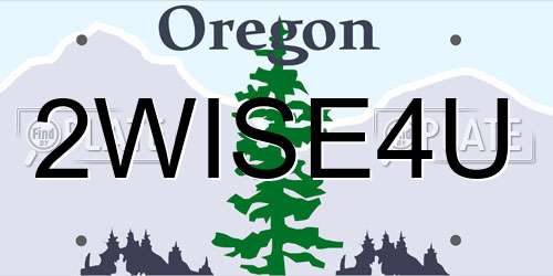 2WISE4U Oregon License Plate
