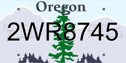 2WR8745 Oregon License Plate