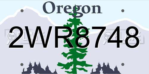 2WR8748 Oregon License Plate