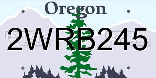 2WRB245 Oregon License Plate